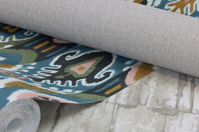 Tapetes ar tekstila rakstu bēšā krāsā, 2105733 RASCH