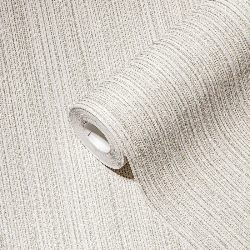 Tapetai su tekstilės dizainu ir linijos efektu kreme, 1366141 AS Creation