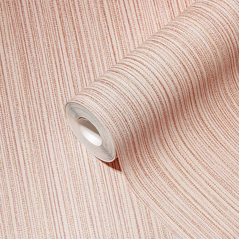 Tekstiili kujunduse ja jooneefektiga tapeet roosades toonides, 1366151 AS Creation