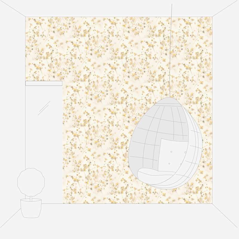 Tapetes ar ziediem Cottage Core dizains - dzeltenā krāsā, 1364275 AS Creation
