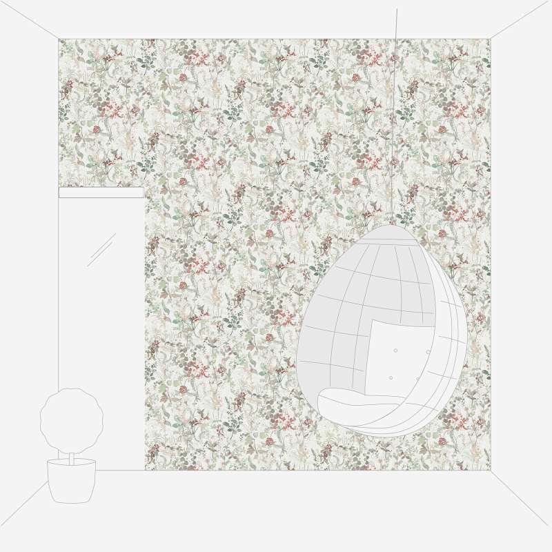 Wallpaper with flowers and berries in country style - cream in 1366234 AS Creation