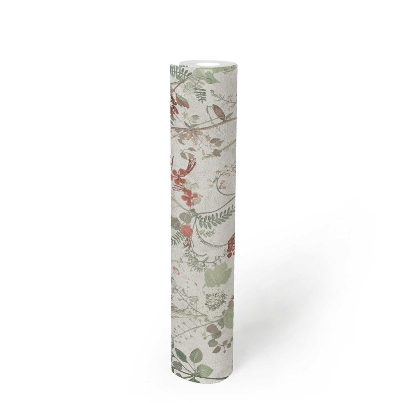 Wallpaper with flowers and berries in country style - cream in 1366234 AS Creation