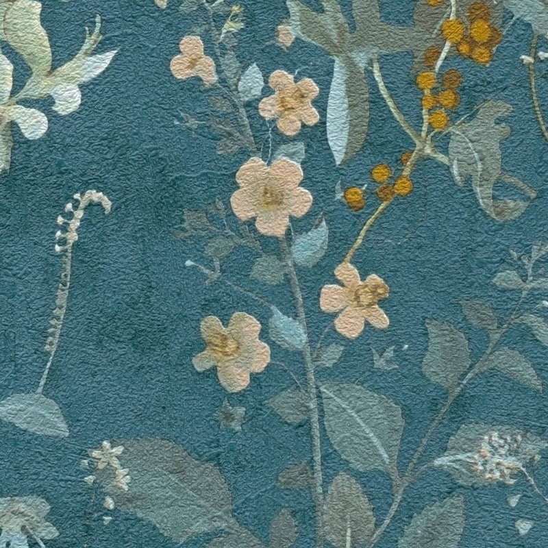 Wallpaper with floral pattern in green and blue tones AS Creation 1366235 AS Creation