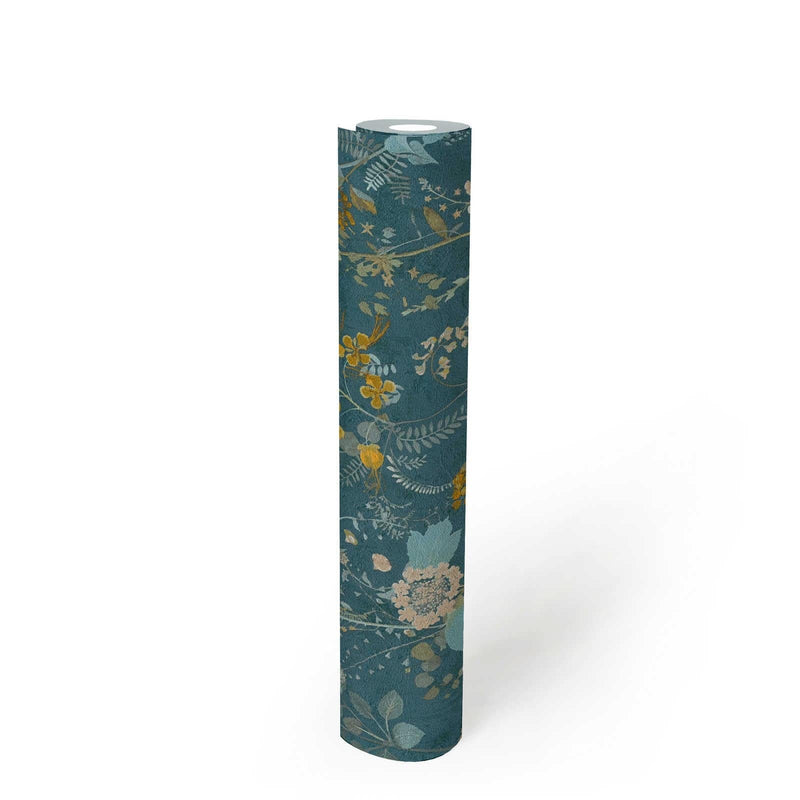 Wallpaper with floral pattern in green and blue tones AS Creation 1366235 AS Creation
