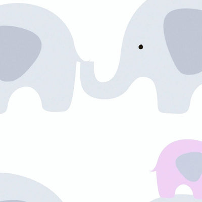 Wallpaper with elephants for girls' room, grey and pink 1350314 Without PVC AS Creation