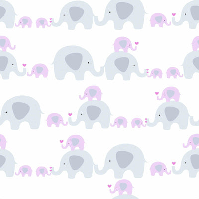 Wallpaper with elephants for girls' room, grey and pink 1350314 Without PVC AS Creation