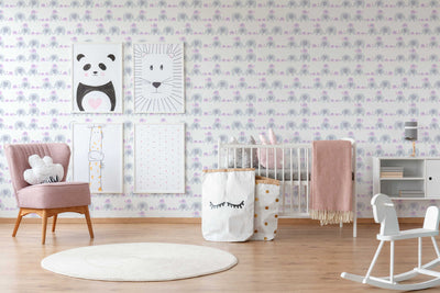 Wallpaper with elephants for girls' room, grey and pink 1350314 Without PVC AS Creation