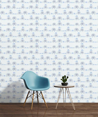 Elephant wallpaper for boys' room, grey, blue, 1350313 Without PVC AS Creation