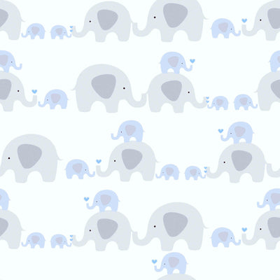Tapetes ar ziloņiem zēnu istabai, pelēka, zila, 1350313 Bez PVC AS Creation