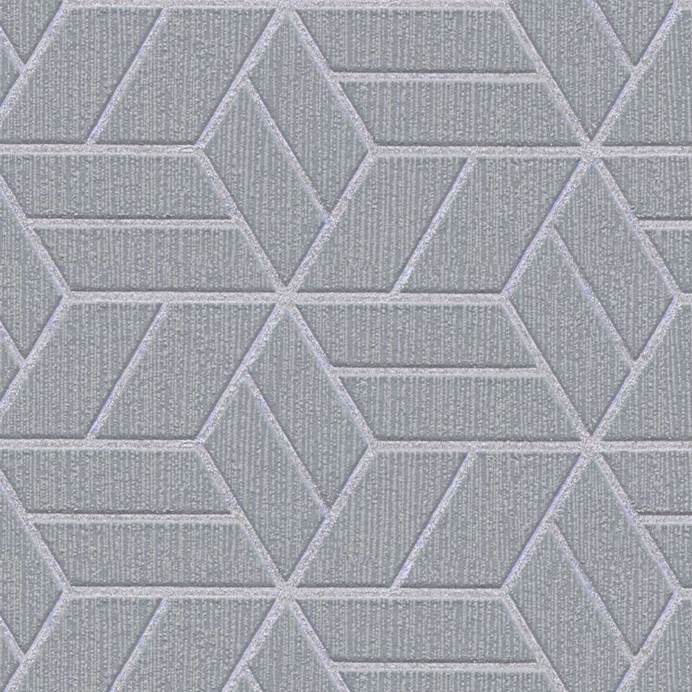 Tapetes ar ģeometrisku rakstu un mirdzuma efektu pelēkā krāsā 369204 AS Creation