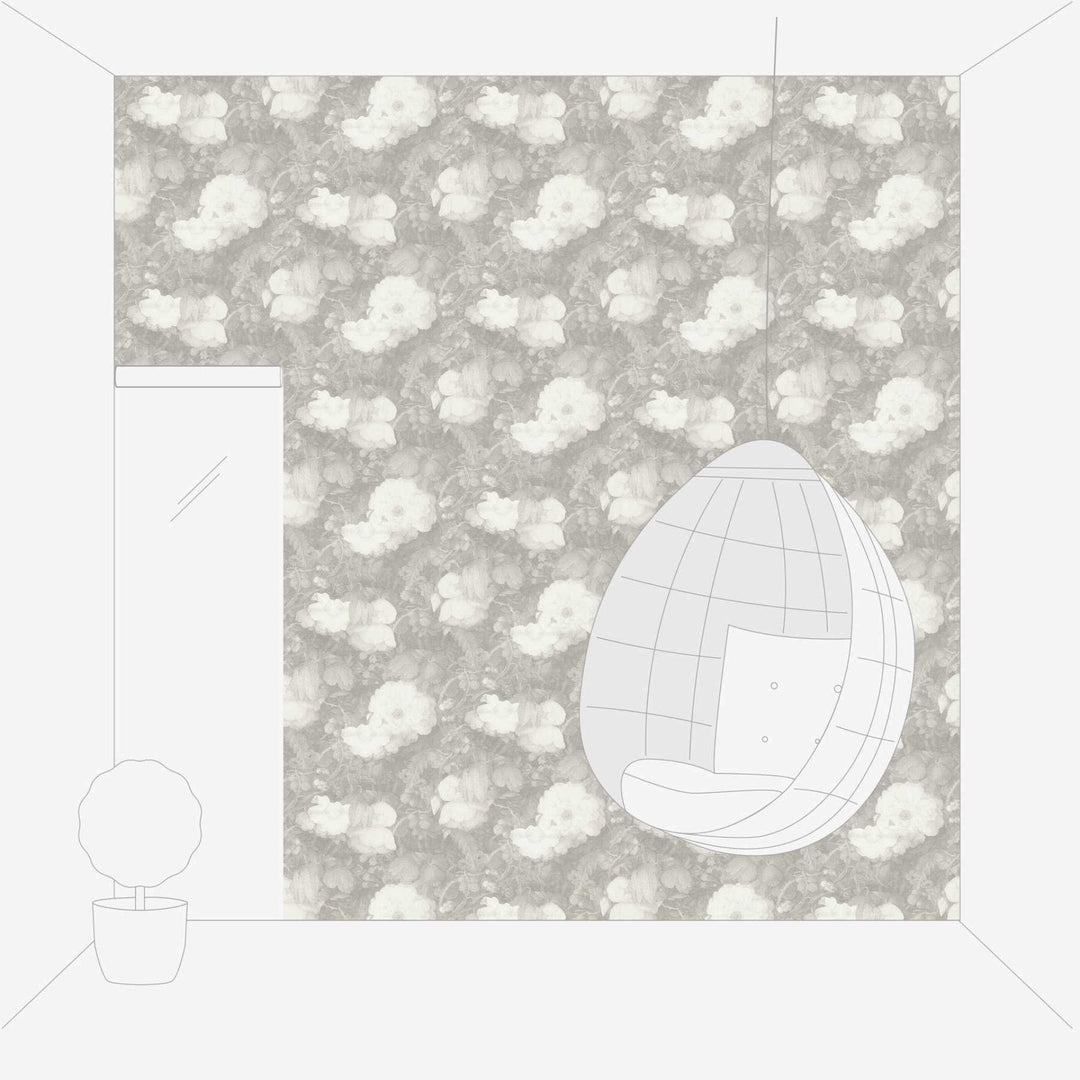 Glezniecības stilā ziedu tapetes, pelēkā krāsā AS 369214 AS Creation