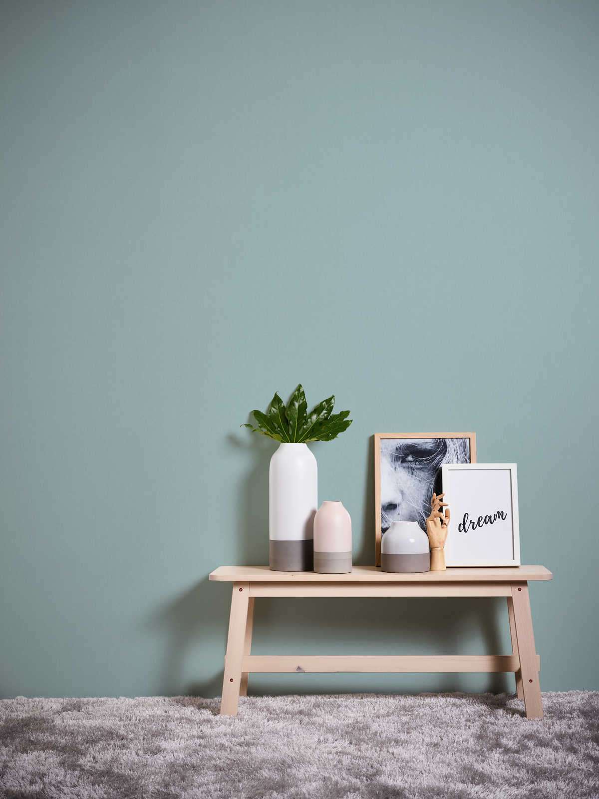 Salvijas zaļas krāsas tapetes ar lina tekstūru AS 377499 AS Creation