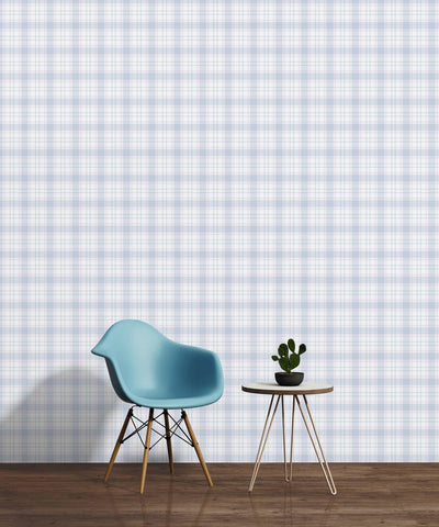 Wallpaper for children's room with tartan pattern - blue 1350450 Without PVC AS Creation