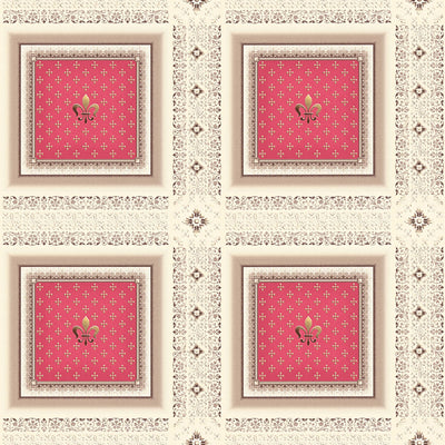 Tapetes Fleur-de-lis stilā sarkanā un krēmkāsā, 1217065 AS Creation