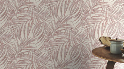Tapetes RASCH ar palmu lapām rozā toņos, 2265734 RASCH