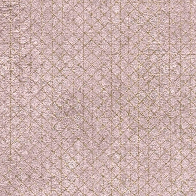 Wallpaper pink with gold line pattern, 1366247 AS Creation