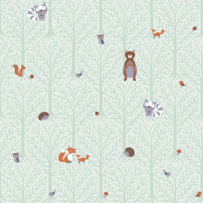 Wallpaper for boys' children's room - with forest animals in green, 1350410 Without PVC AS Creation