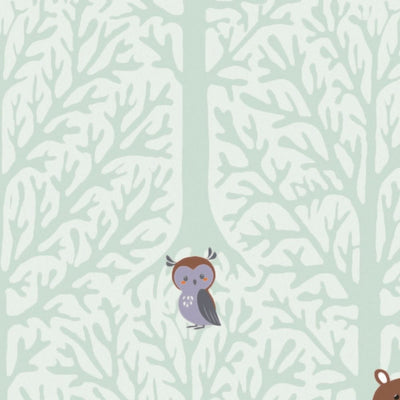 Wallpaper for boys' children's room - with forest animals in green, 1350410 Without PVC AS Creation