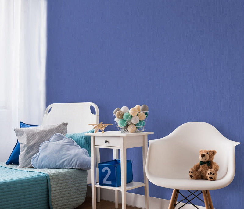 Vienkrāsainas papīra tapetes bērnu istabai zilā krāsā, 13343664 Erismann