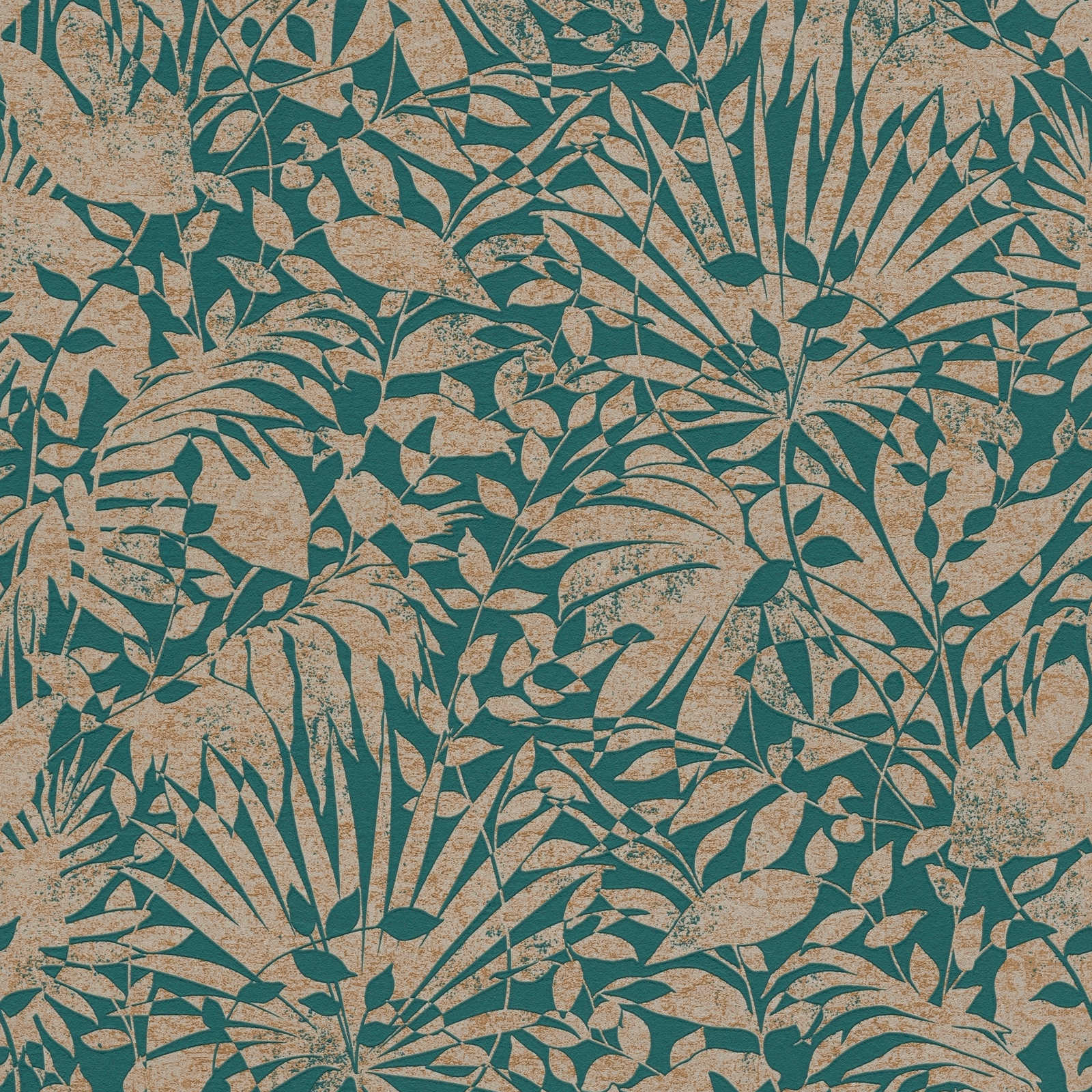 Zaļās tapetes ar lapām  un teksturētu virsmu, 388311 AS Creation