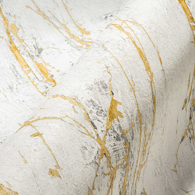 Zelta marmora tapetes ar metāla strukturētu dizainu 1366115 AS Creation