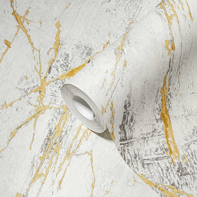 Zelta marmora tapetes ar metāla strukturētu dizainu 1366115