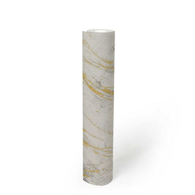 Zelta marmora tapetes ar metāla strukturētu dizainu 1366115