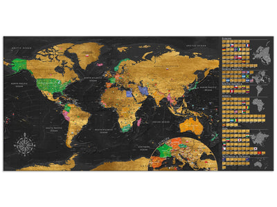 Zelta pasaules karte-tāfele (nokasāma) 106924 Tapetenshop.lv