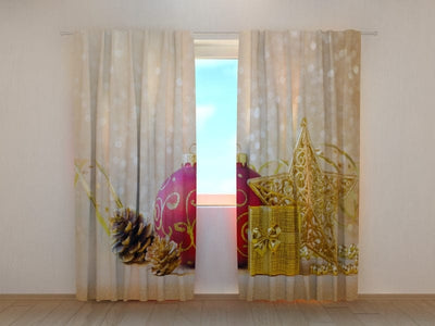 Christmas curtains - Golden Star 2 Tapetenshop.lv