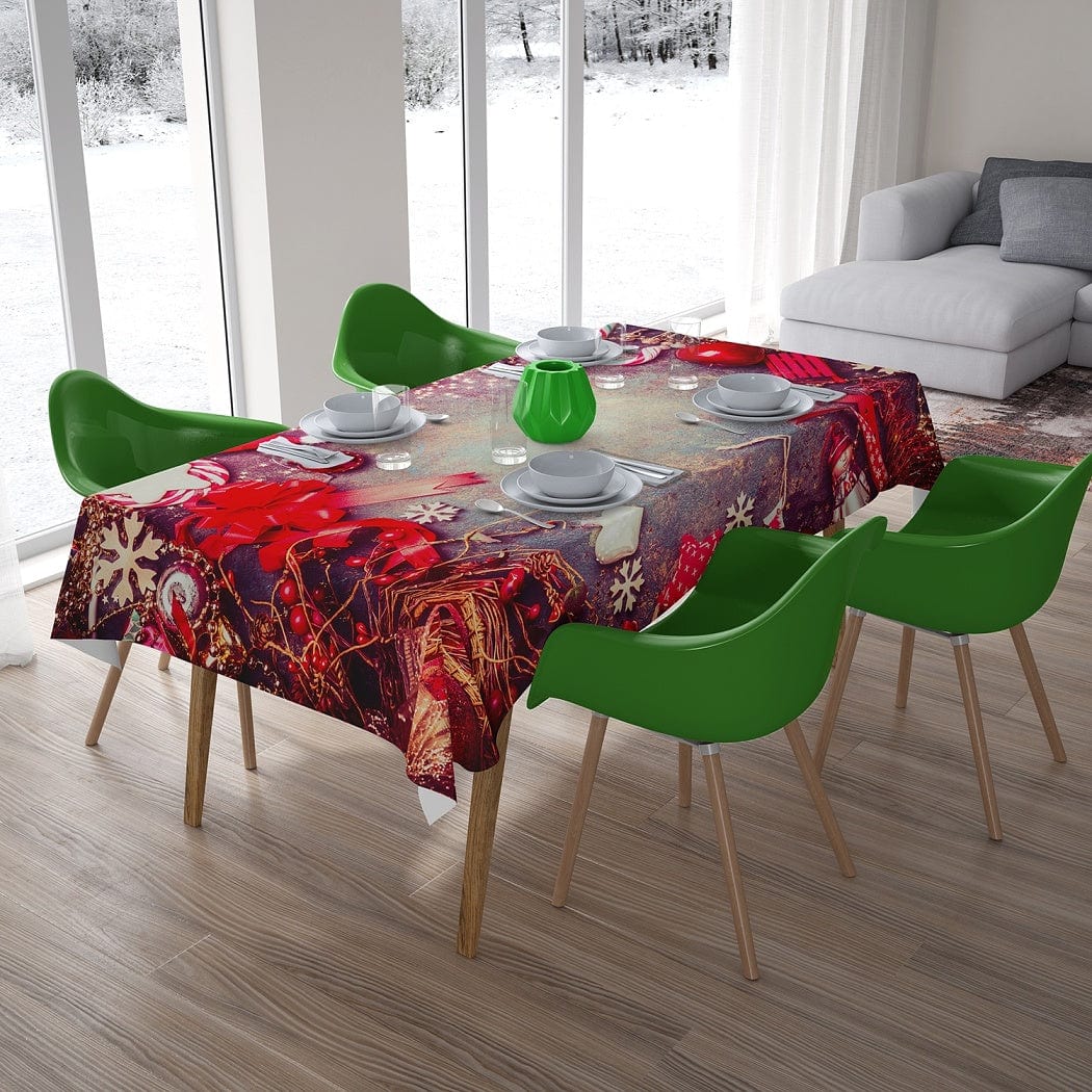 Ziemassvētku galdauts ar svētku kompozīciju uz galda Digital Textile