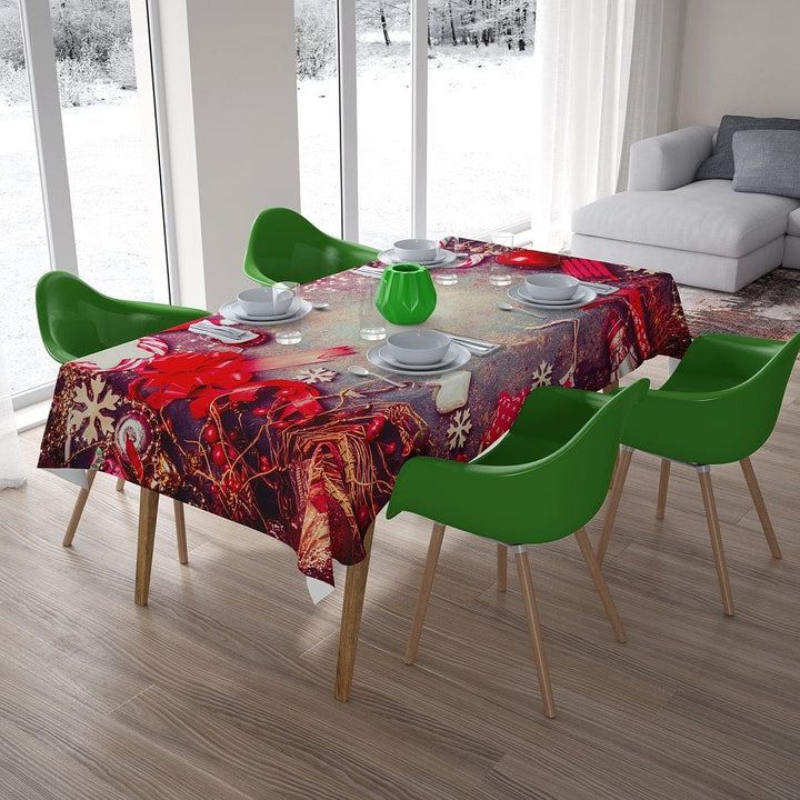 Ziemassvētku galdauts ar svētku kompozīciju uz galda Digital Textile