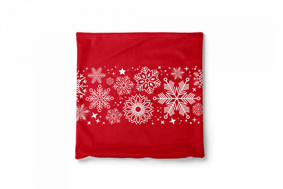 Ziemassvētku spilvendrānas (velūra) - Baltas Sniegpārslas uz sarkana fona G-art