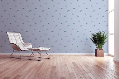 Blue wallpaper for boys' room with whales, 1351001 Without PVC