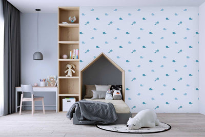 Mėlyni tapetai berniukų kambariui su banginiais, 1351001 Be PVC